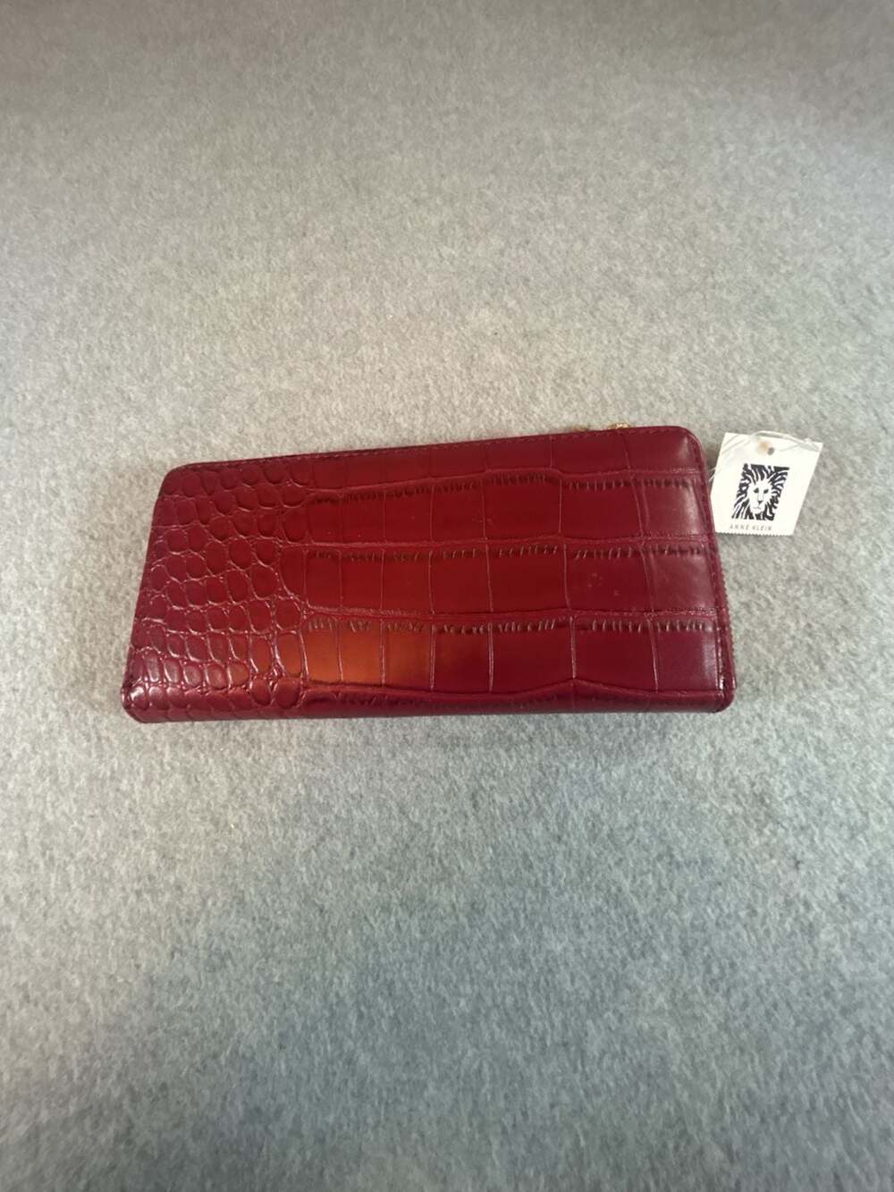 Anne Klein Red Croc-Embossed Zip-Around Wallet
